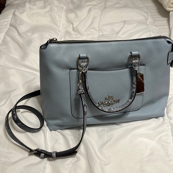 Coach Handbags - Women’s Coach SALE Pebble leather blue  snake trim NWOT